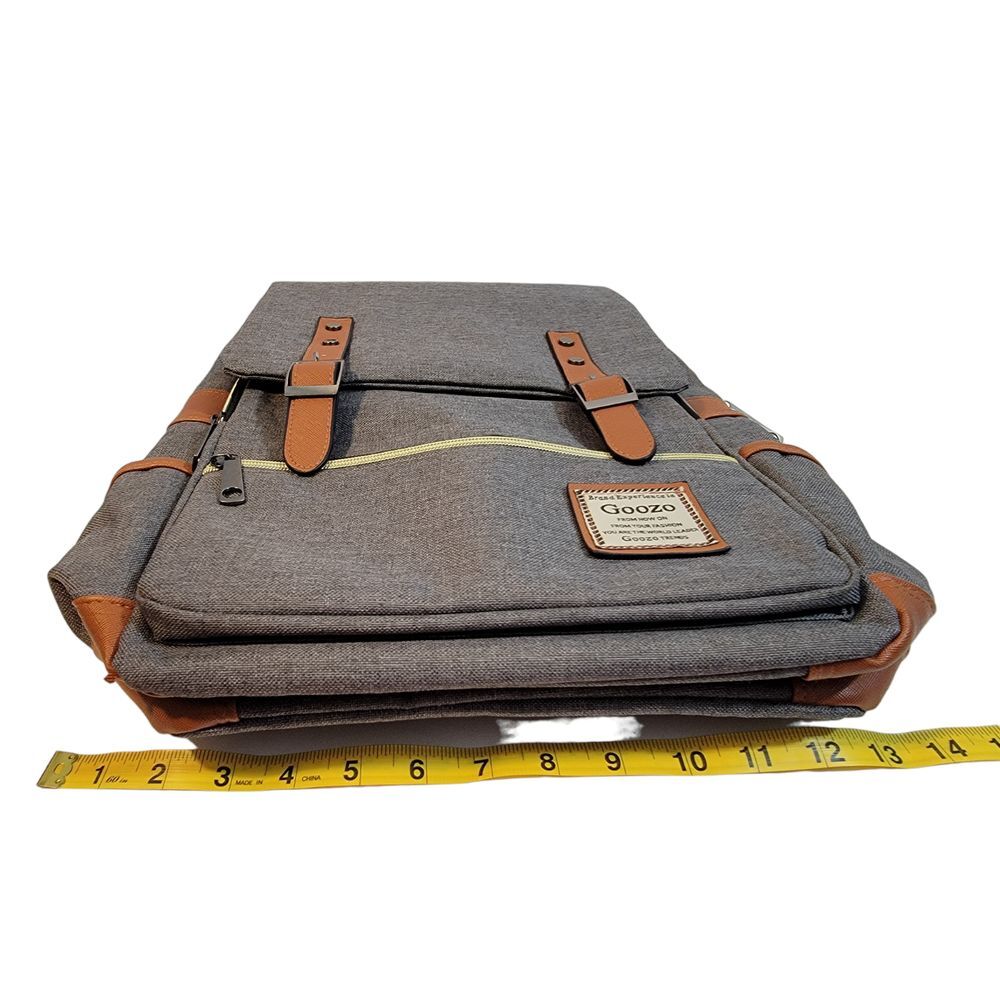 Canvas Grey 15.6" Laptop Backpack USB Charging Port - British Vintage Style - Picture 15 of 15